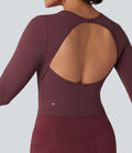 Top yoga slim SoftlyZero™ dos nu boucle ajustable manches longues avec trous pouces - UPF50+