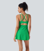 Robe de bain courte 2-en-1 dos nu ajourée