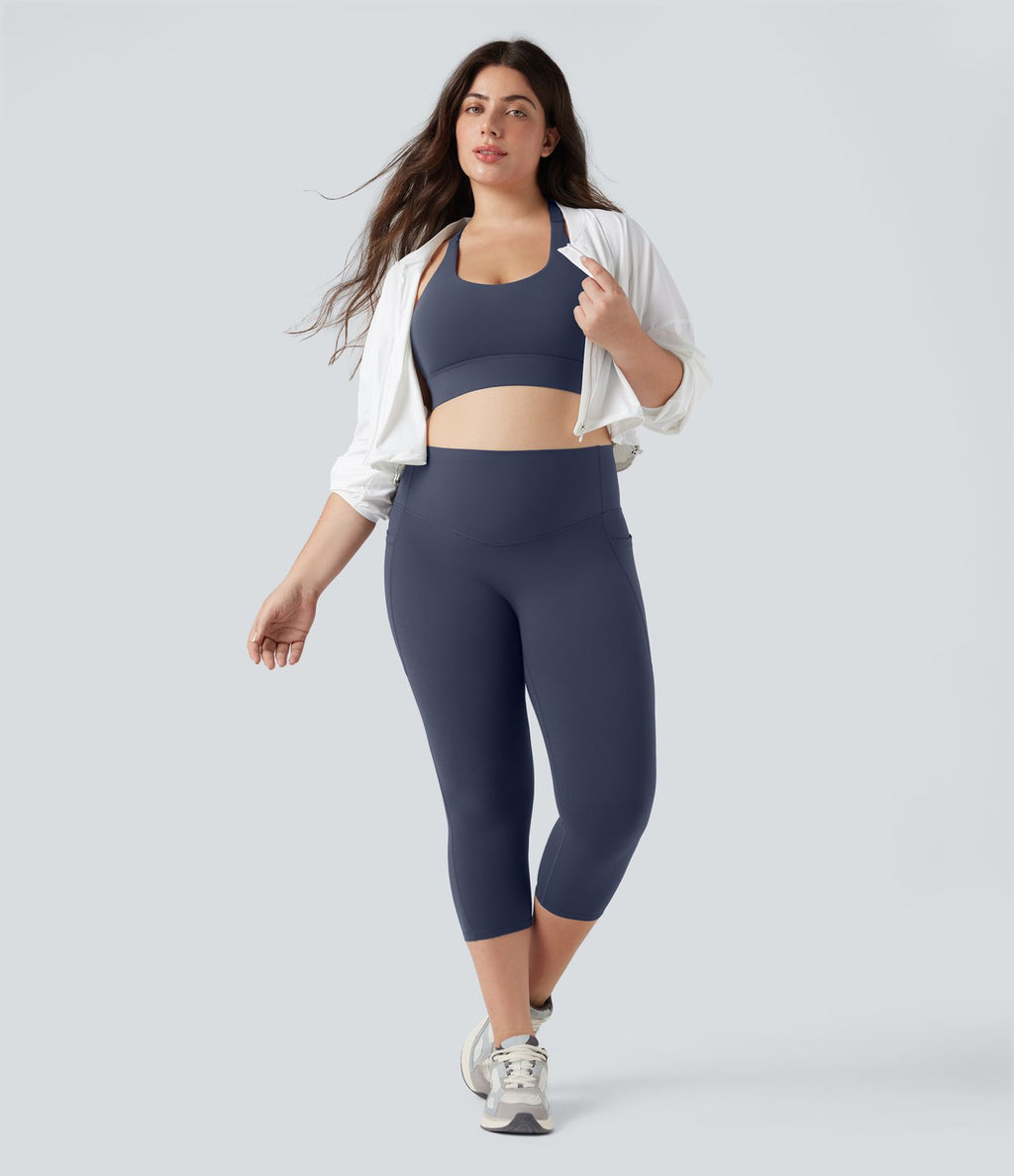 Jupe-short de tennis courte 2-en-1 gainante taille haute avec poches