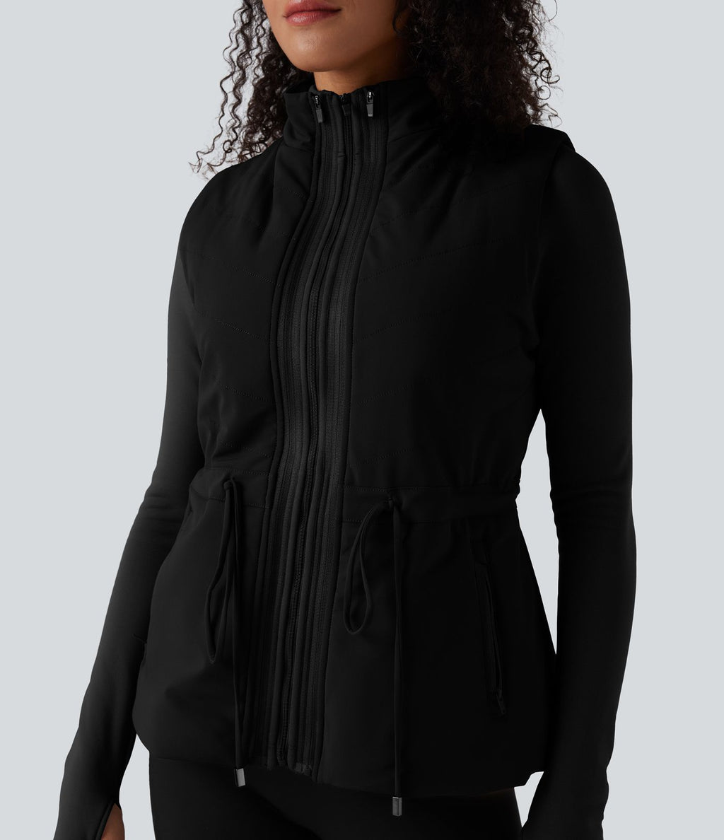 Veste polaire PuffFlex 3-en-1 à col montant et manches longues avec passe-pouces et gilet matelassé avec poches