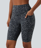 Short cycliste d'entraînement taille haute gainant effet push-up imprimé léopard 23 cm Halara UltraSculpt™ avec poches