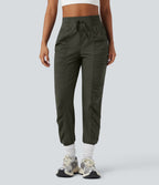 Jogging de danse fuselé froncé séchage rapide effet frais InstantCool taille haute avec cordon de serrage et poches, protection solaire UPF40+
