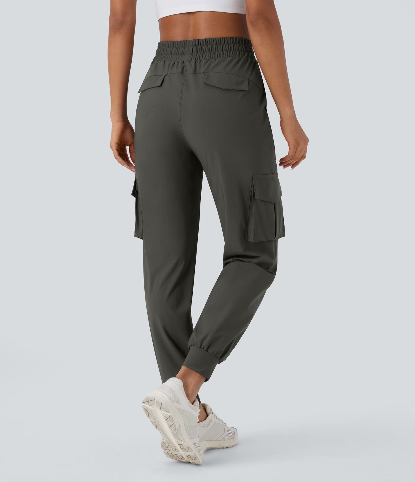 Pantalon cargo de danse taille haute avec cordon de serrage et poches multiples