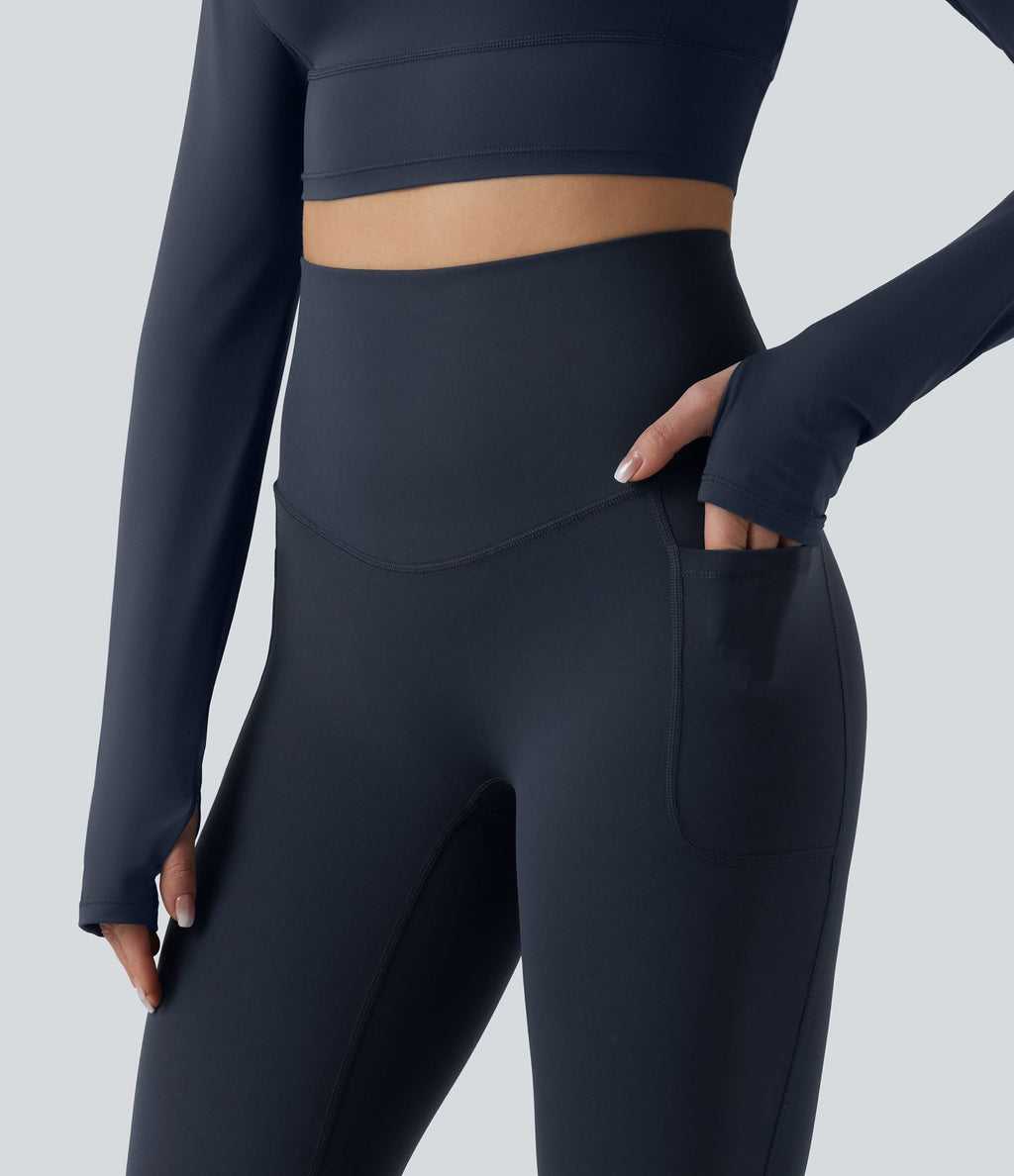 Legging de sport bootcut Halara Ultrasculpt™ taille haute gainant dos croisé avec poches