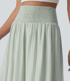 Jupe longue fluide à volants taille haute – Style resort