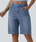 Halara Flex™ Bermuda en denim taille mi-haute avec poches