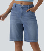 Halara Flex™ Bermuda en denim taille mi-haute avec poches