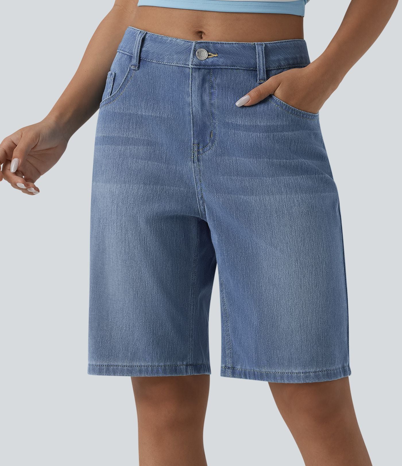 Halara Flex™ Bermuda en denim taille mi-haute avec poches