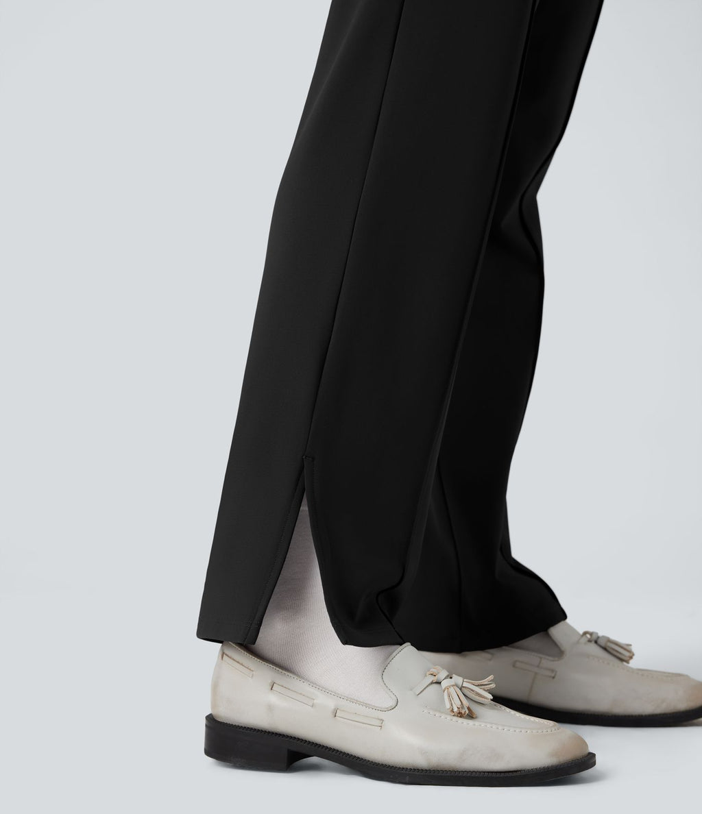 Pantalon tailleur thermique SoftlyZero™ Plush coupe droite ourlet fendu taille mi-haute avec poches