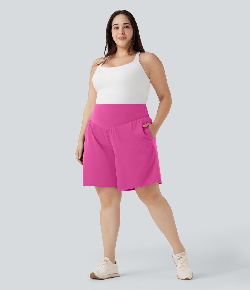 Bermuda de yoga grande taille SoftlyZero™ Airy taille haute effet frais InstantCool avec poches