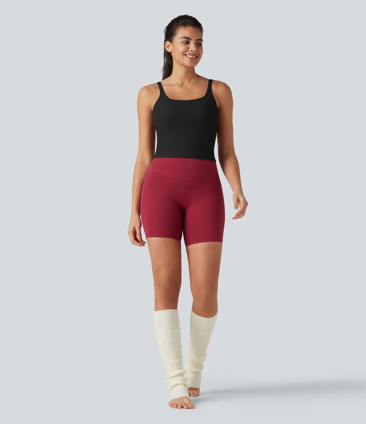 Débardeur de danse dos nu col U avec soutien-gorge intégré