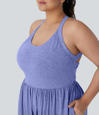 Combinaison sarouel dos nu torsadée grande taille avec poche latérale - Édition facile à enfiler