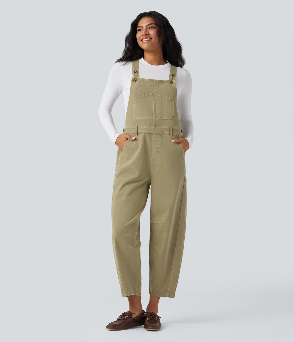 Salopette denim Halara Flex™ 7/8 coupe barrel avec poches