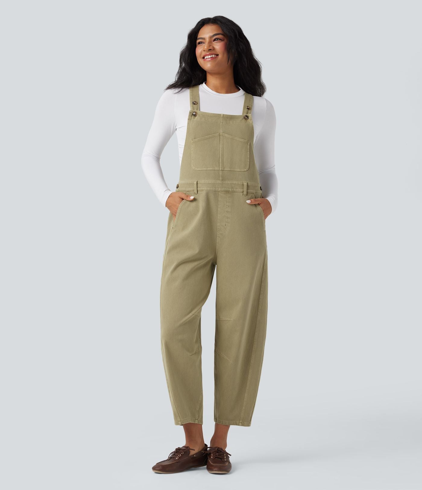 Salopette denim Halara Flex™ 7/8 coupe barrel avec poches