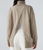 Pull tailleur col montant manches longues - Réversible devant et dos