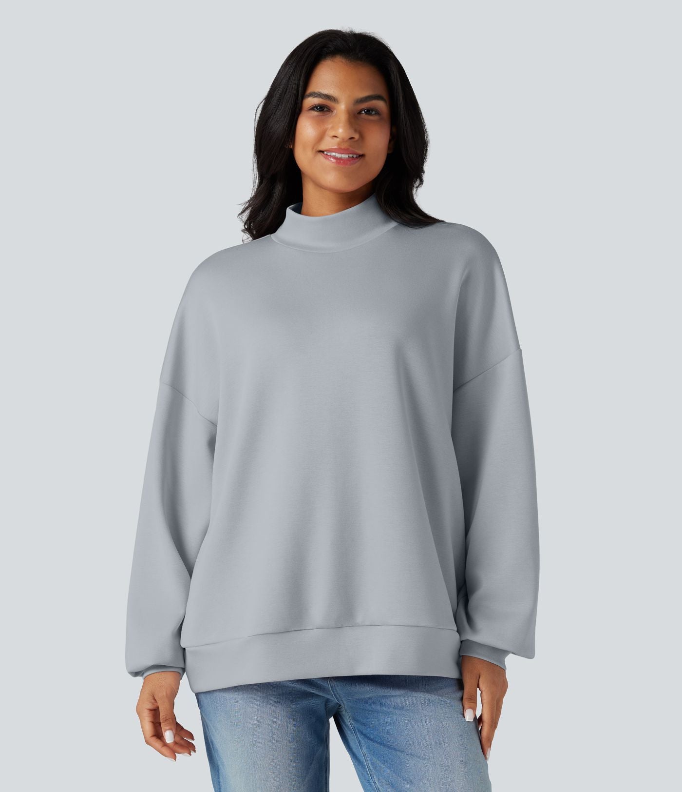 Sweatshirt casual col montant coupe décontractée avec poches