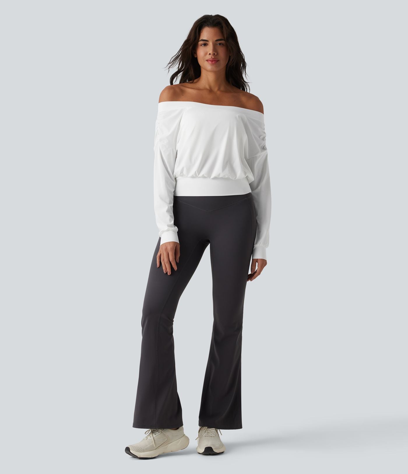 Haut de sport yoga épaules dénudées manches longues oversize effet frais InstantCool séchage rapide