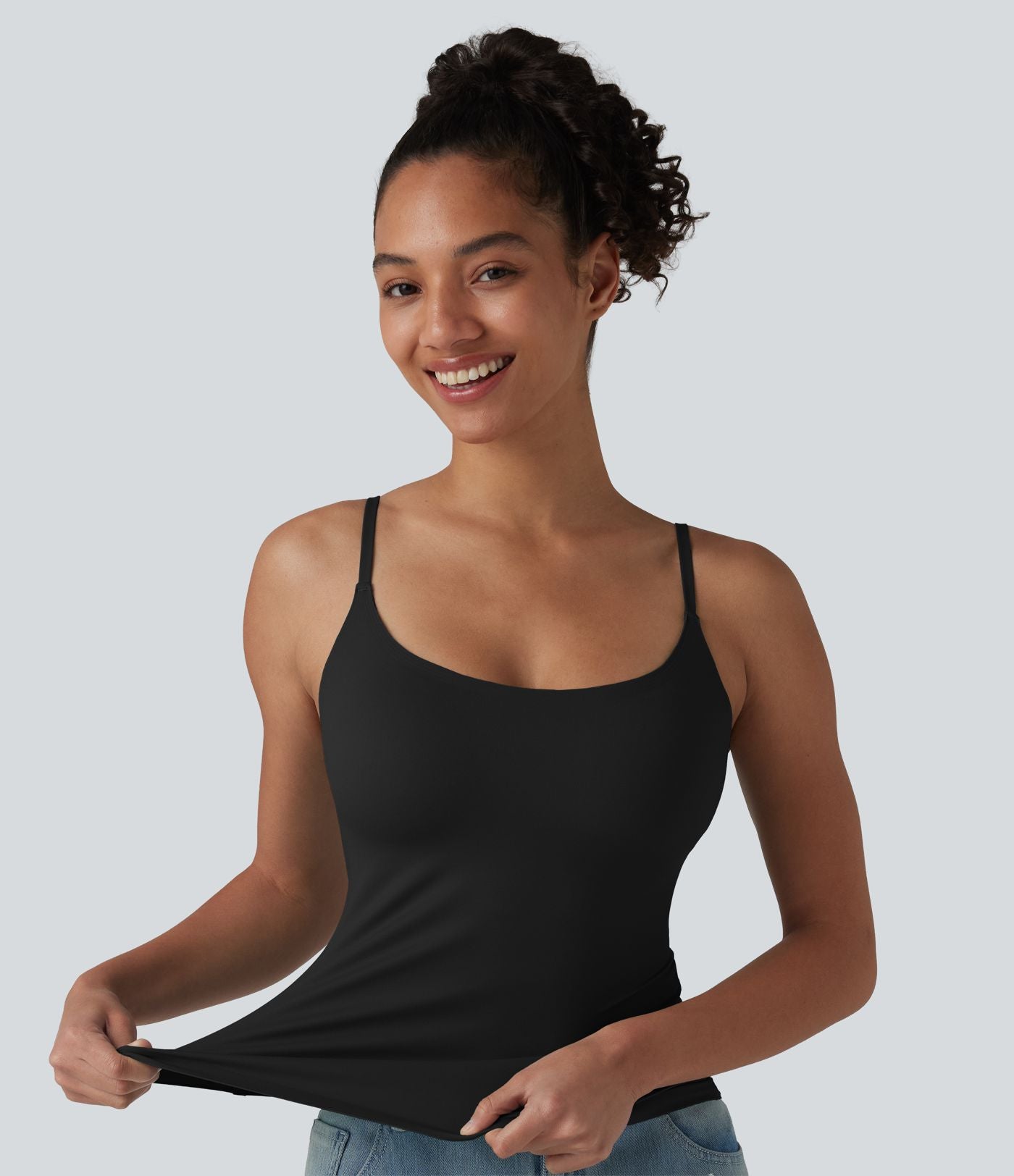 Débardeur décontracté à col rond et soutien-gorge intégré, bonnets BE