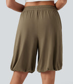 Short bouffant de danse taille basse en SoftlyZero™ à cordon de serrage avec poches - UPF50+