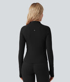 Veste yoga col montant à manches longues avec passants pouces Halara UltraSculpt™ avec poches