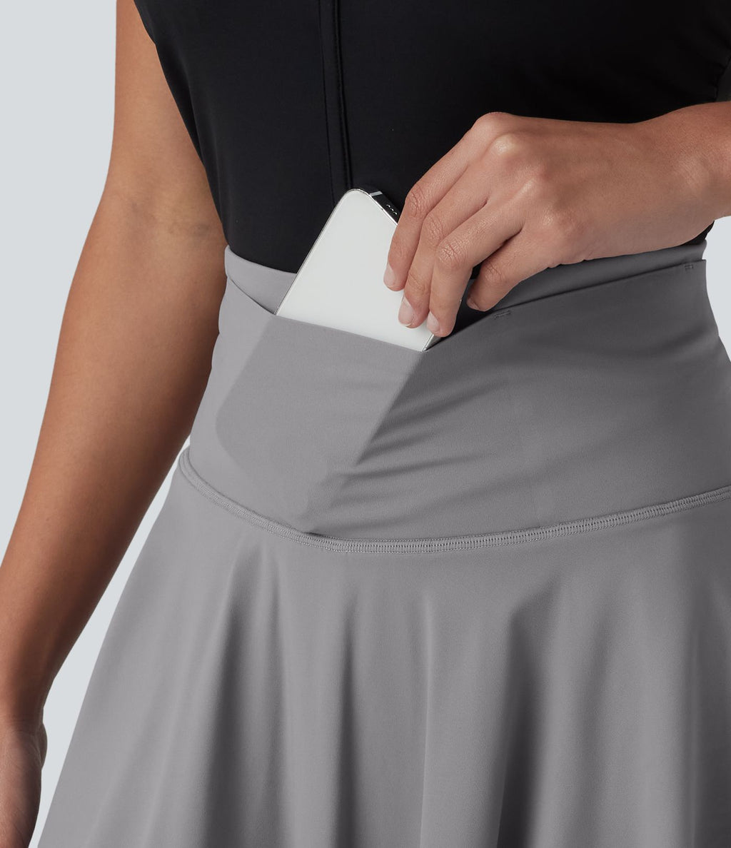 Jupe de tennis courte évasée 2-en-1 SoftlyZero™ Airy effet frais InstantCool taille haute avec poches, protection solaire UPF50+