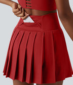 Jupe de danse courte plissée 2-en-1 Breezeful™ taille haute séchage rapide avec ourlet asymétrique et poches – Version longue