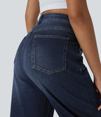 Halara Flex™ Jean Larges Taille Haute Ourlet Roulotté Multiples Poches
