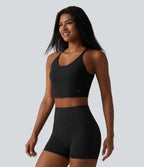 Débardeur de yoga SoftlyZero™ en peluche douce, dos torsadé découpé, col en U et soutien-gorge intégré