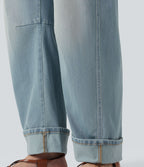 Jean coupe barrel Halara Flex™ taille basse à revers avec poches