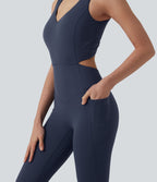Combinaison d'entraînement Halara UltraSculpt™ gainante évasée avec coussinets fixes et poches - Édition Easy Peasy