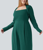Combinaison grande taille à manches longues et jambes larges avec brassière intégrée