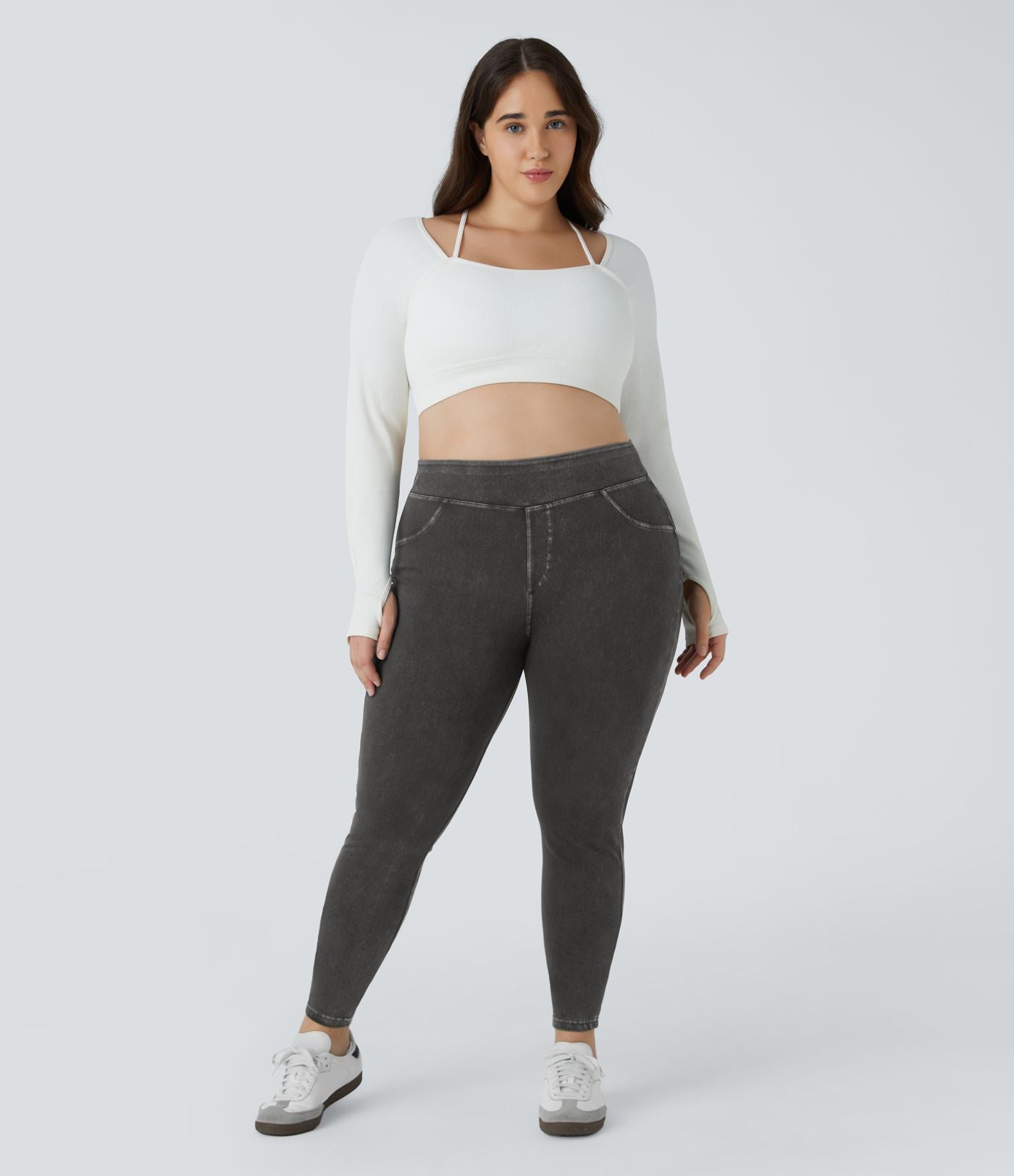 Halara Flex™ Jegging Casual Taille Haute Tricot Extensible Poche Latérale Arrière Grande Taille