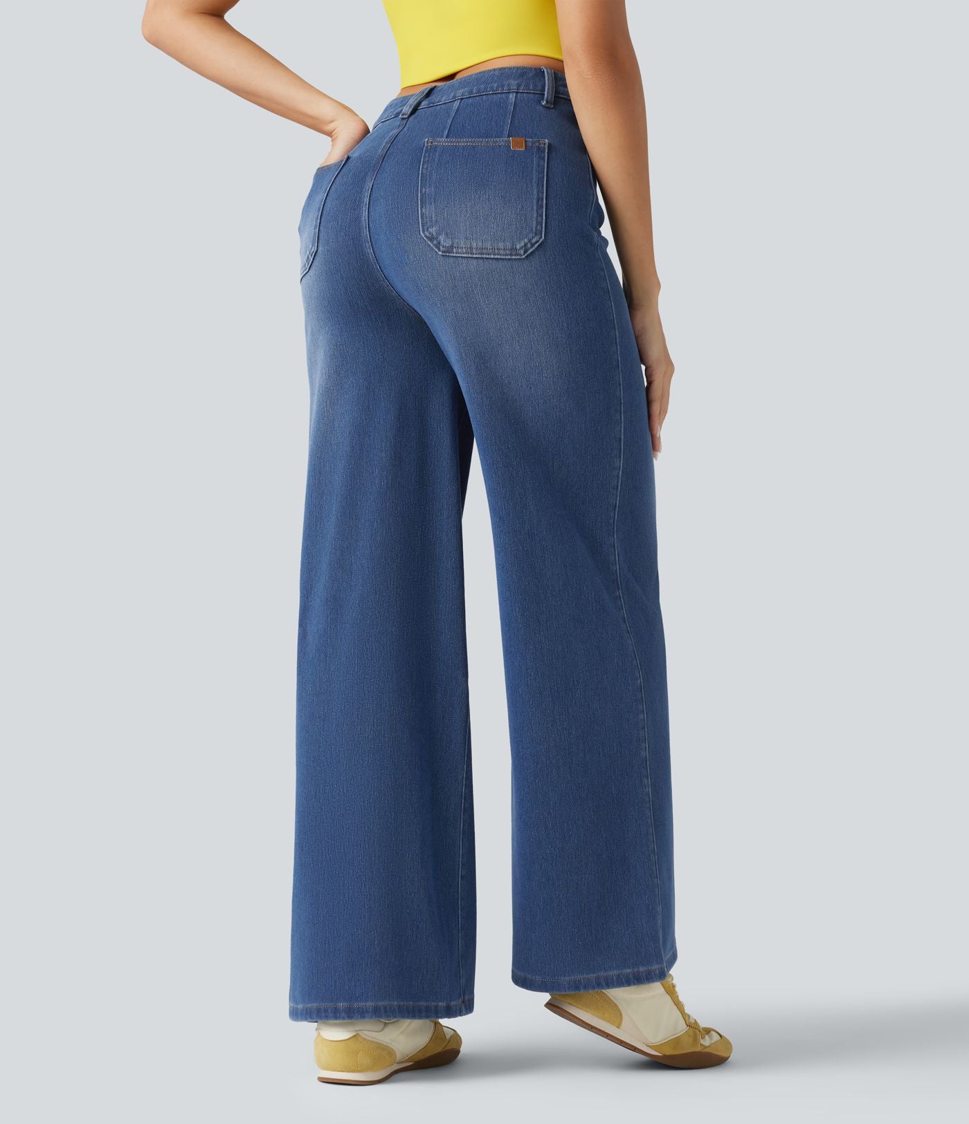 Jean large décontracté Halara Flex™ Curvy taille haute gainant avec poches