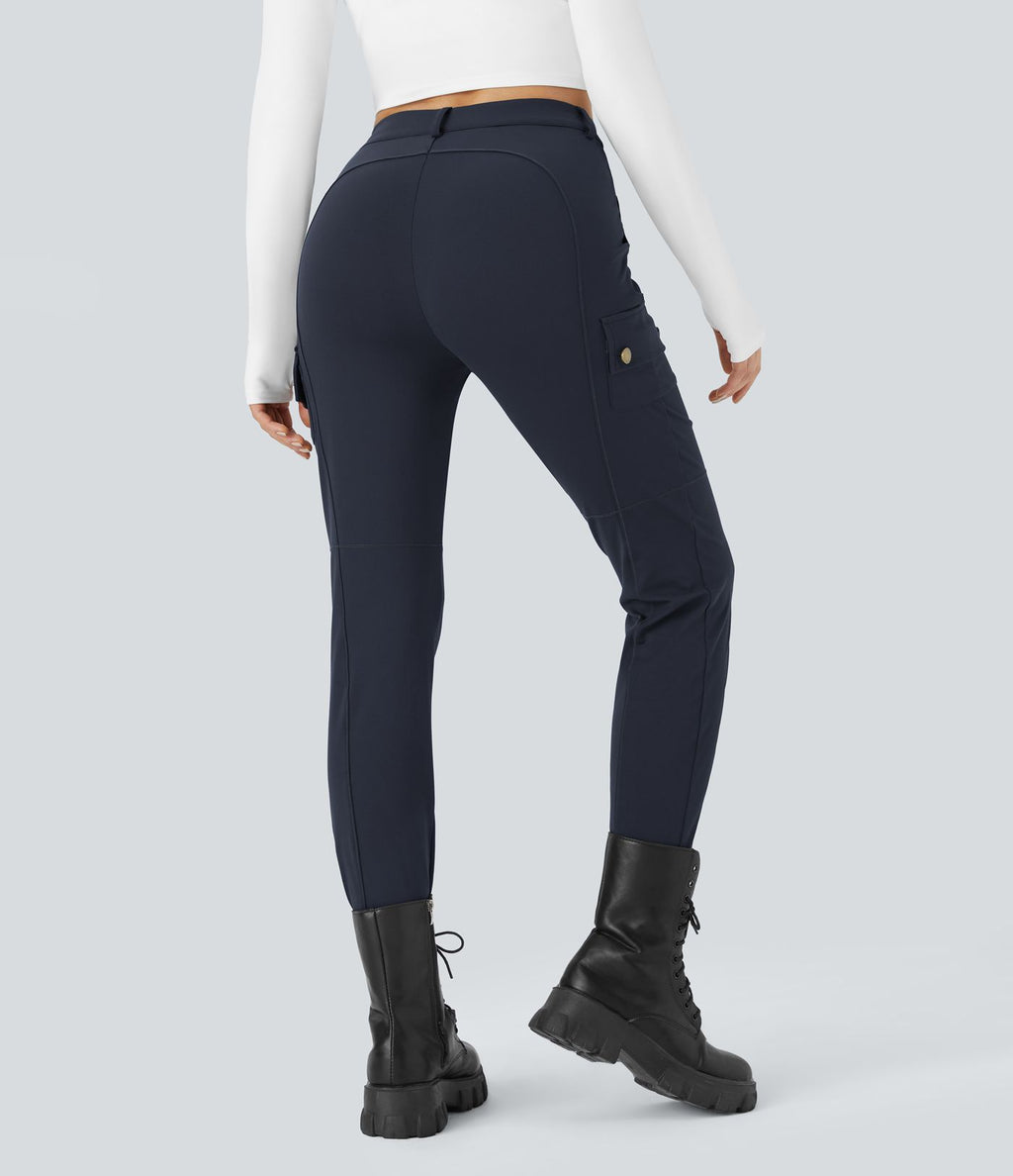 Pantalon cargo ajusté uni taille haute DayStretch avec poches zippées
