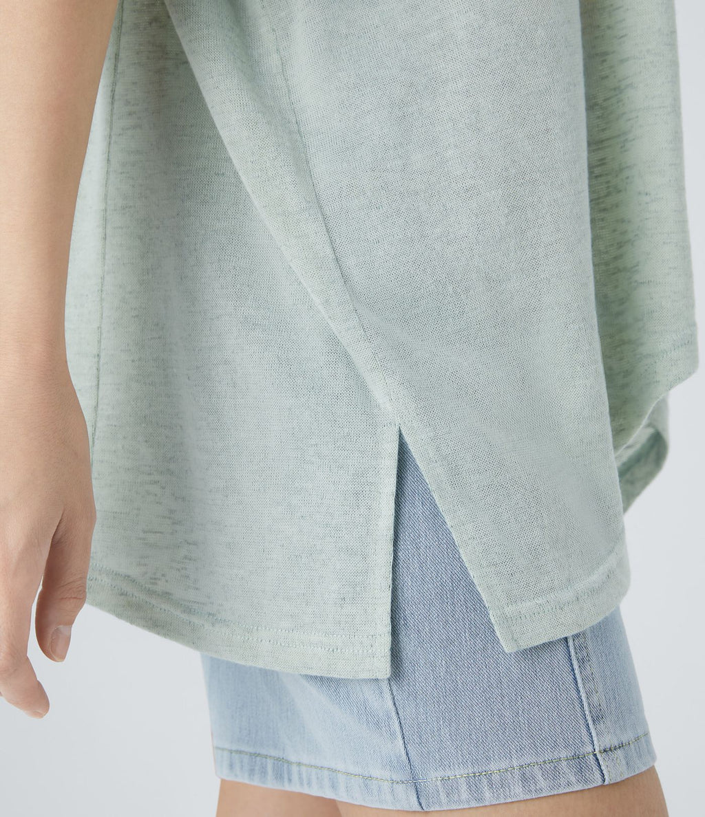 Top Casual Oversize Asymétrique Ourlet Fendu Transparent