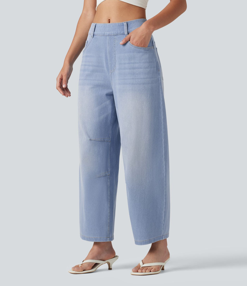 Jean Barrel 7/8 décontracté taille mi-haute avec poches Halara Flex™