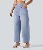 Jean Barrel 7/8 décontracté taille mi-haute avec poches Halara Flex™