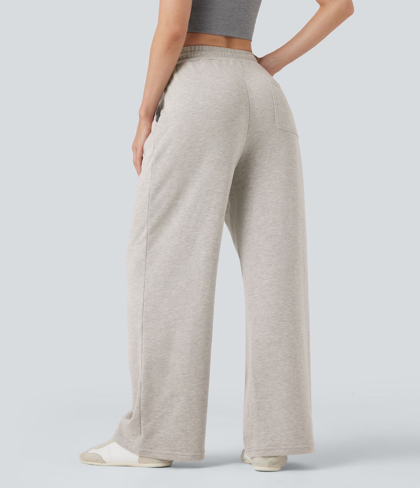 Pantalon jogging décontracté en coton taille mi-haute avec cordon et poches