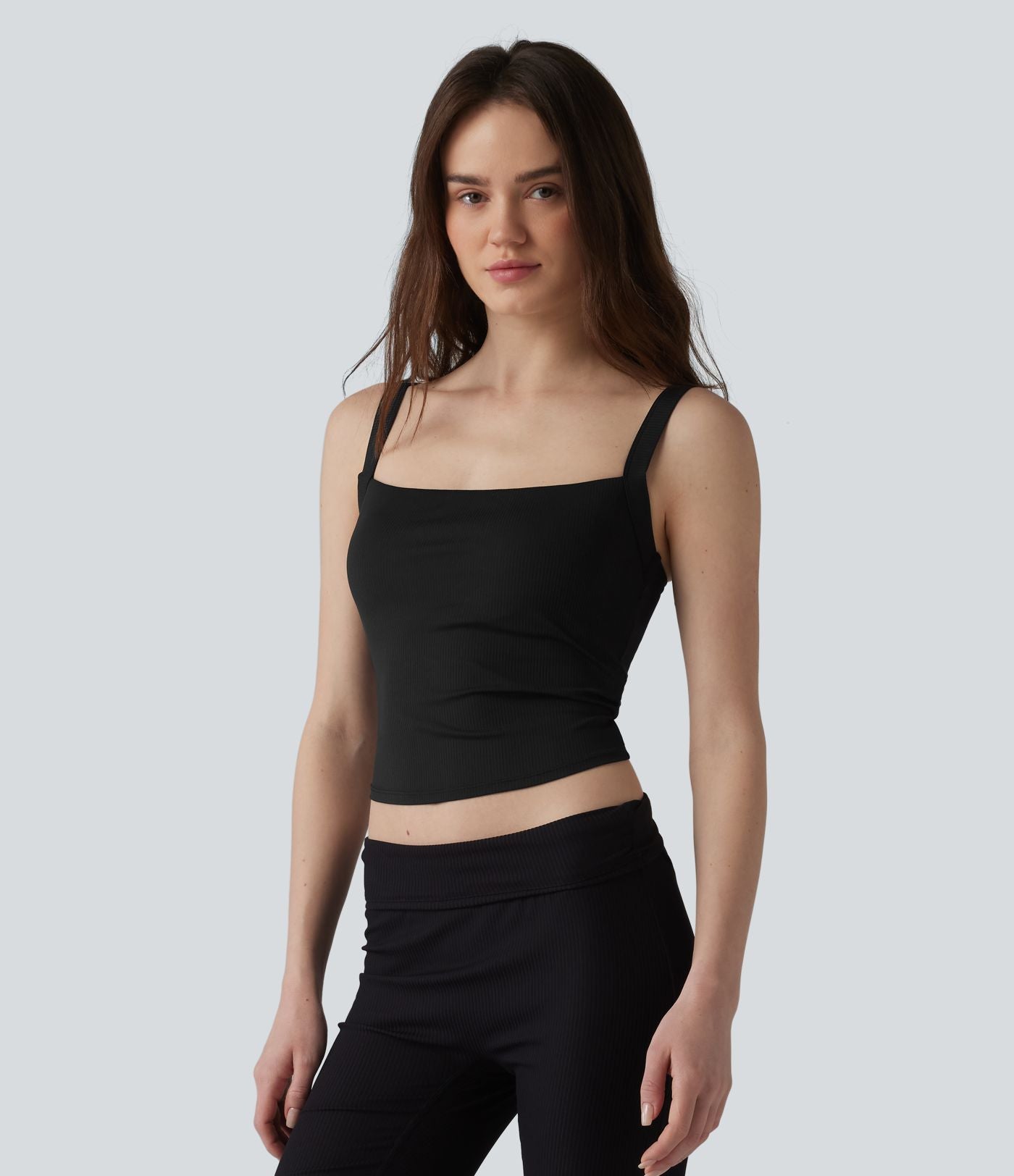 Débardeur décontracté en maille côtelée, doux au toucher, anti-odeurs, bretelles réglables, brassière intégrée, protection solaire UPF40+
