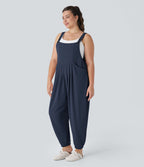 Sangle Réglable Bouton Plusieurs Poches Plissé Gaufré Casual Grande Taille Salopette