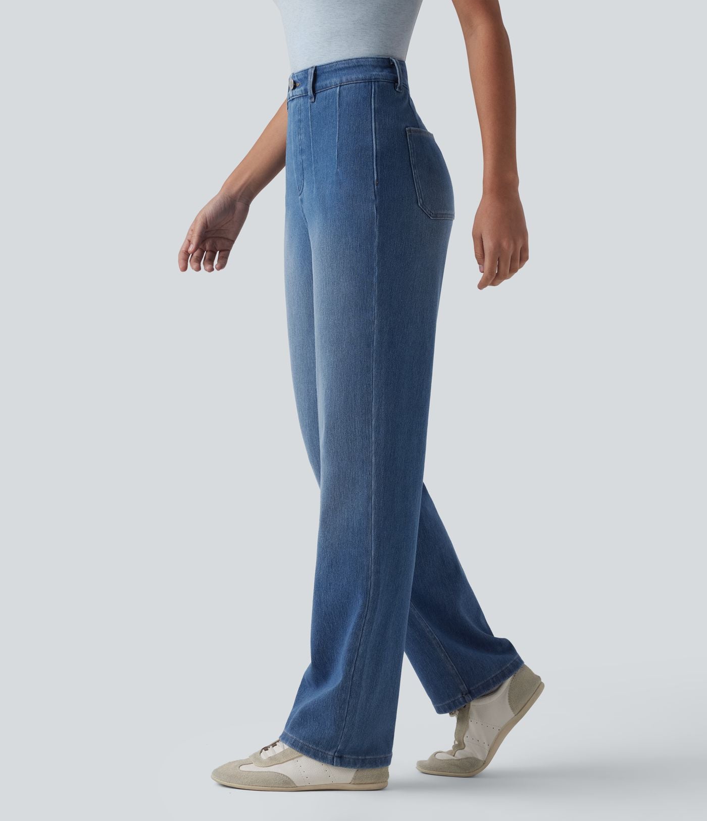 Jean Halara Flex™ taille haute gainant coupe droite décontracté avec poches