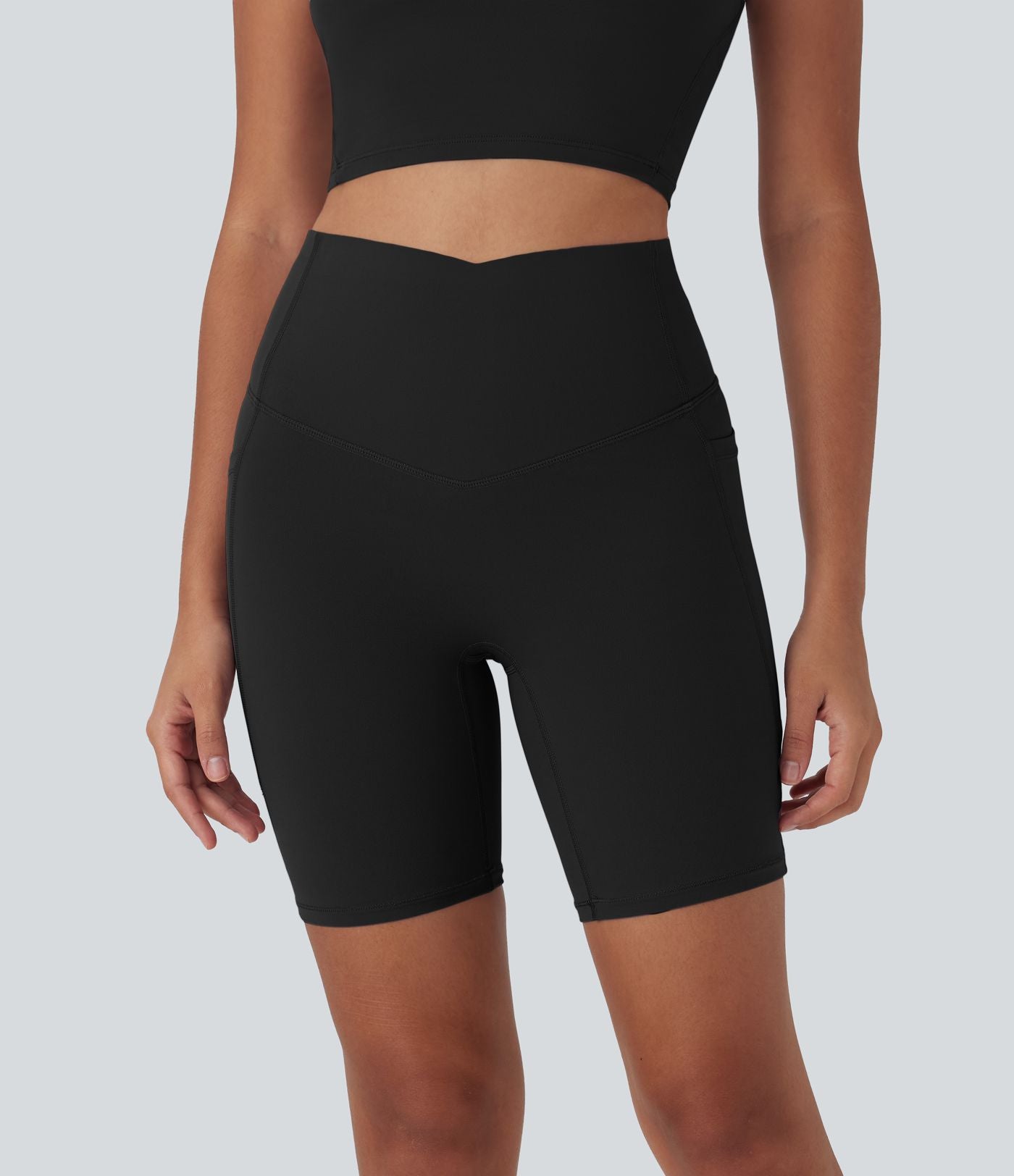 Pantalon large fluide décontracté gainant taille haute avec poches