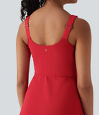 Robe de sport yoga 2-en-1 SoftlyZero™ Plush push-up coques moulées fermeture éclair avec poches édition Easy Peasy E-G