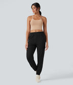 Jogging jogging cargo thermique décontraction taille mi-haute séchage rapide chiné avec poches - UPF40+