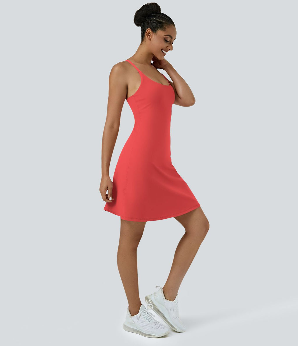 Softlyzero™ Airy Robe Sport de Yoga Plus Longue Dos Nu Découp Bretelles Réglables et Poches
