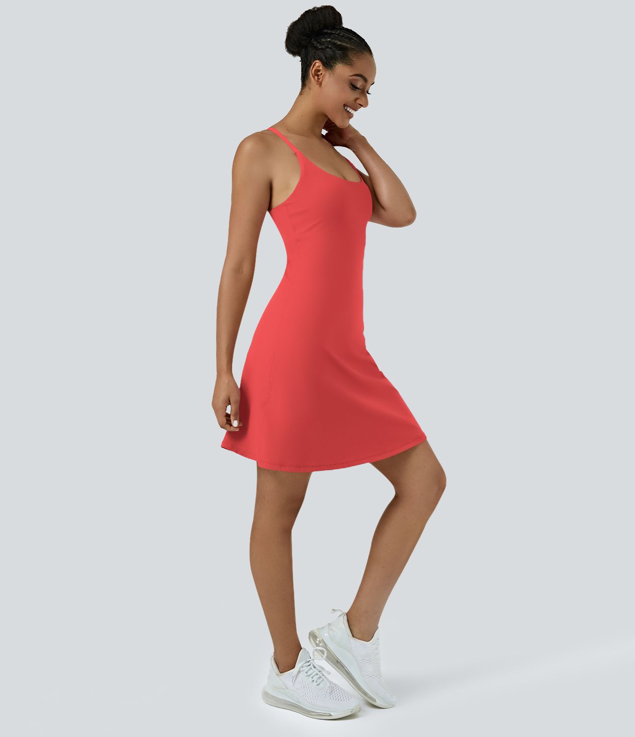 Softlyzero™ Airy Robe Sport de Yoga Plus Longue Dos Nu Découp Bretelles Réglables et Poches