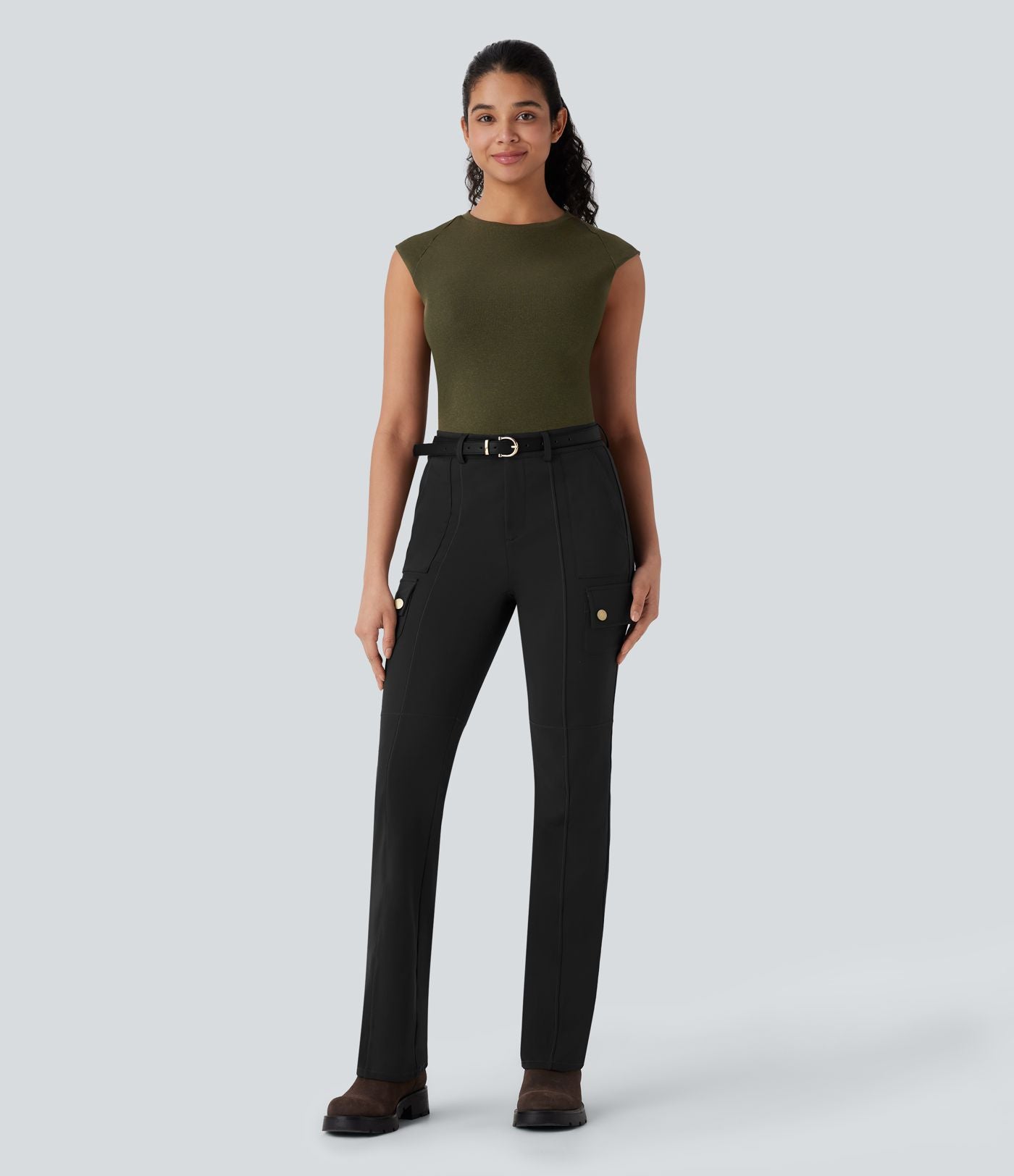 Pantalon cargo bootcut randonnée taille moyenne DayStretch avec poches
