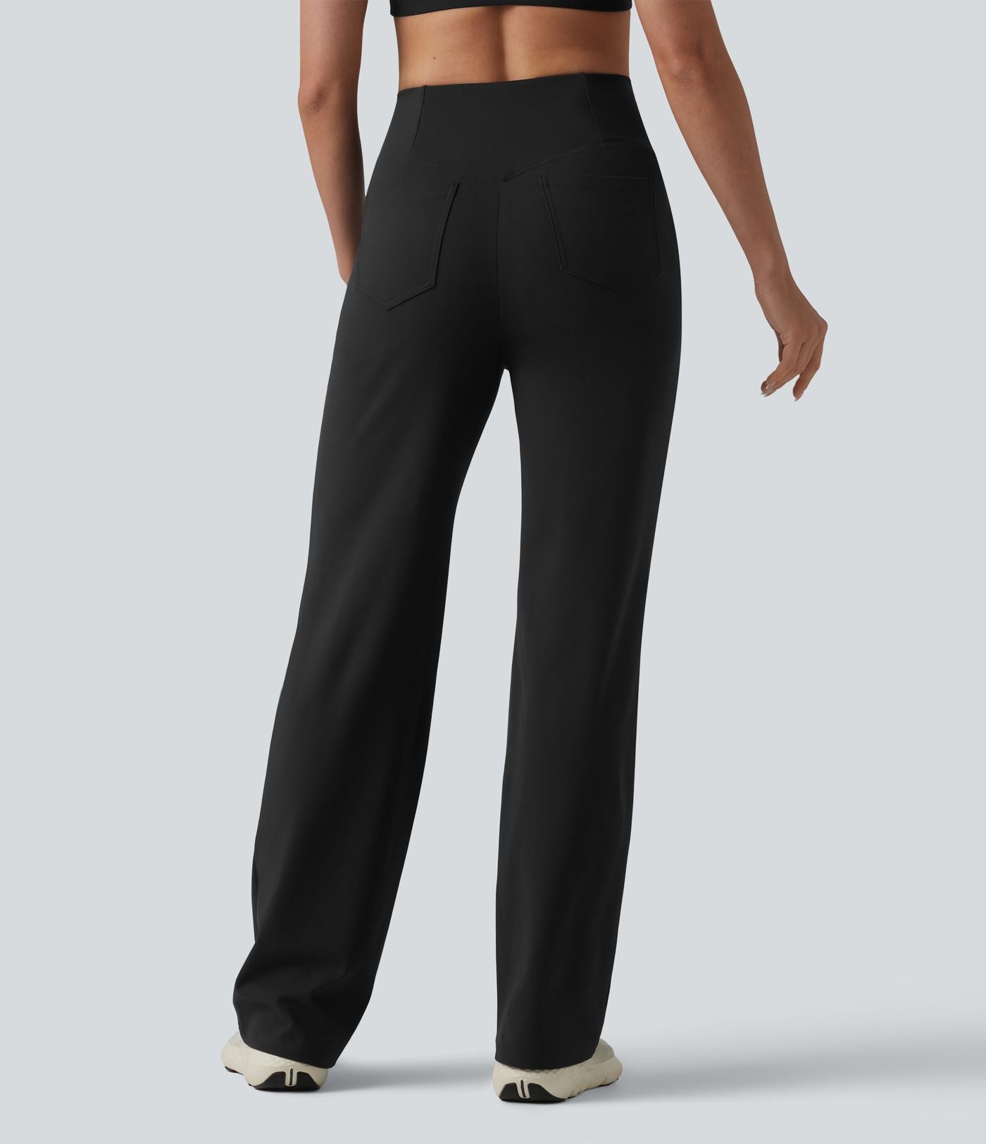 Pantalon de yoga DayStretch croisé taille haute ventre plat coupe droite avec poches