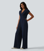 Combinaison décontractée large col V manches courtes avec poches - Édition Easy Peasy