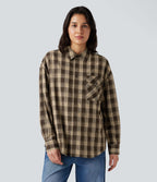 Chemise à carreaux coupe décontractée avec poche